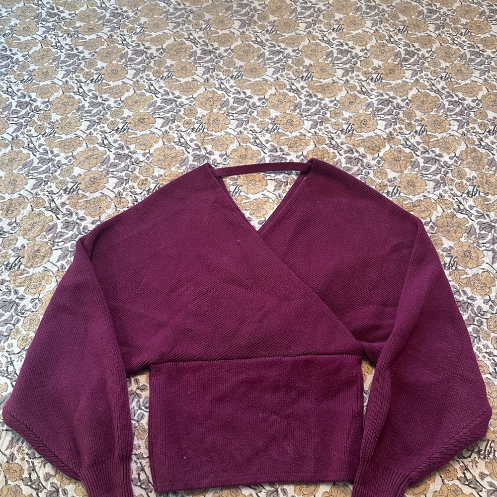 Staccato Women's V-Neck Wrap Sweater - Deep Purple
